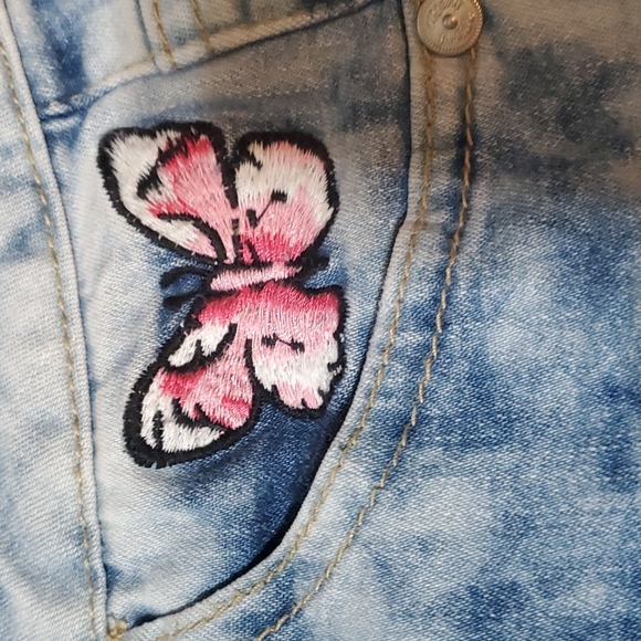 Justice 14 denim embroidered cuffed capris - Picture 4 of 8